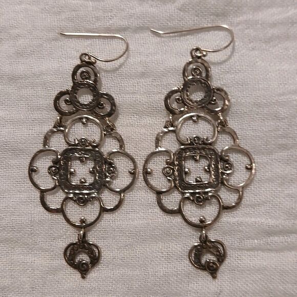 Sterling Silver Zoa Numan Chandelier Pierced Earrings 925 Israel 3" Long - Picture 6 of 8